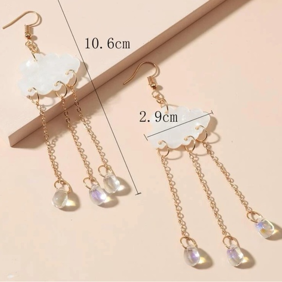 Acrylic Cloud and Rain Earrings - Picture 5 of 5